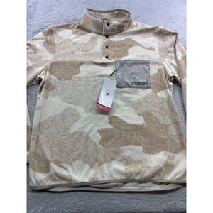 Spyder Snap Lounge Pullover Fleece Camo Multi Brown Tan Fleece Jacket Top L‎